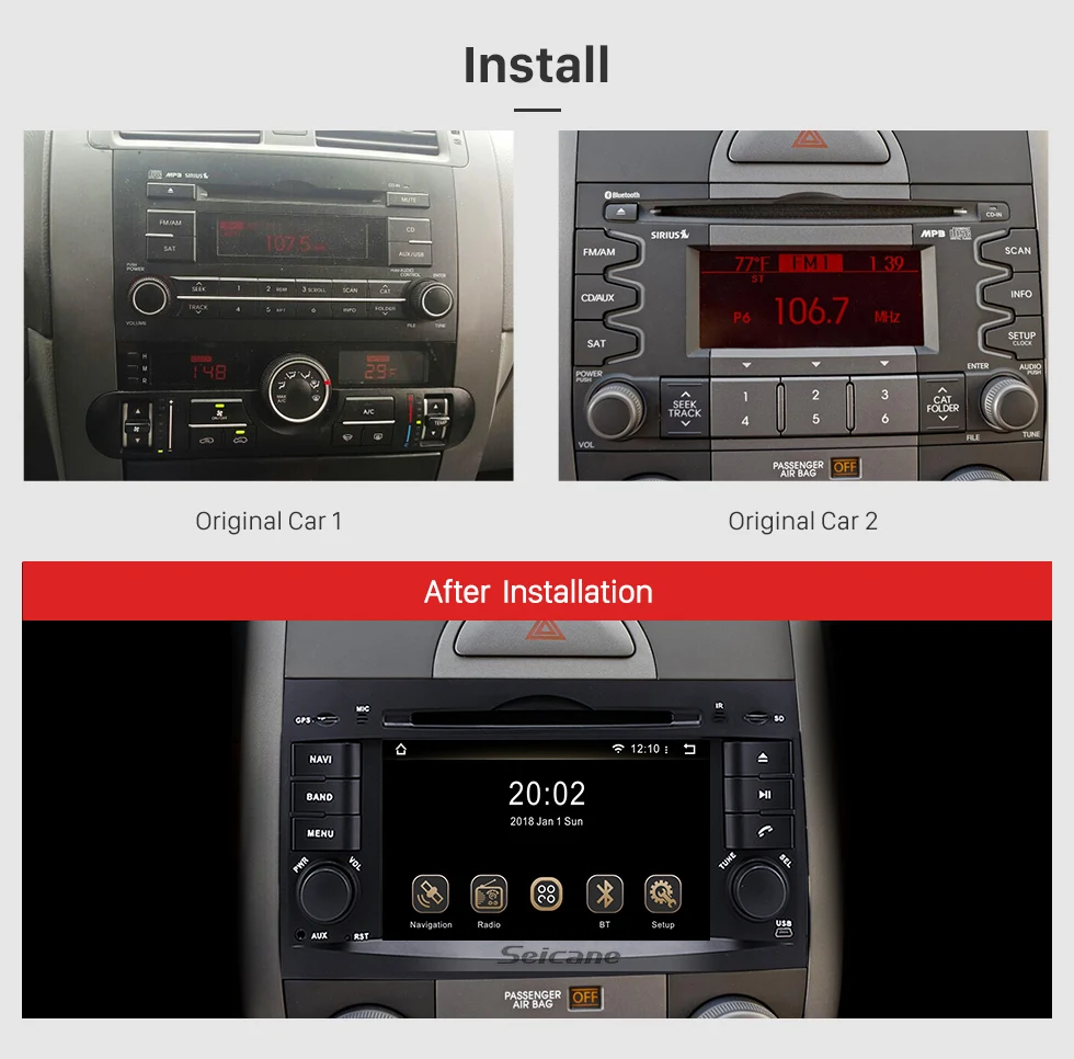Perfect Clearance Seicane 4GB 8-Core Android 8.0 7inch GPS Car Radio For 2008-2015 KIA BORREGO DVD Multimedia Player 1080P Video Stereo 4