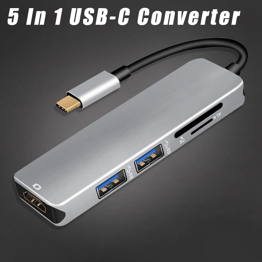 Pro 5 в 1 type C концентратор 4K HDMI выход 2 USB 3,0 порт SD/TF кард-ридер USB-C конвертер многопортовый адаптер для MacBook Chromebook