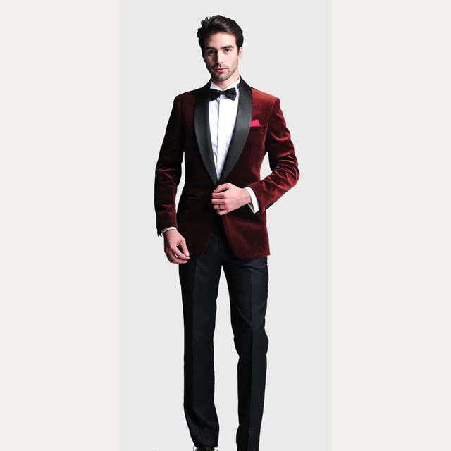 Burgundy Velvet Slim Fit 2018 Groom Tuxedos Wedding Suits Custom Burgundy Velvet Slim Fit 2018 Groom Tuxedos Wedding Suits Custom Made Groomsmen Best Man Prom