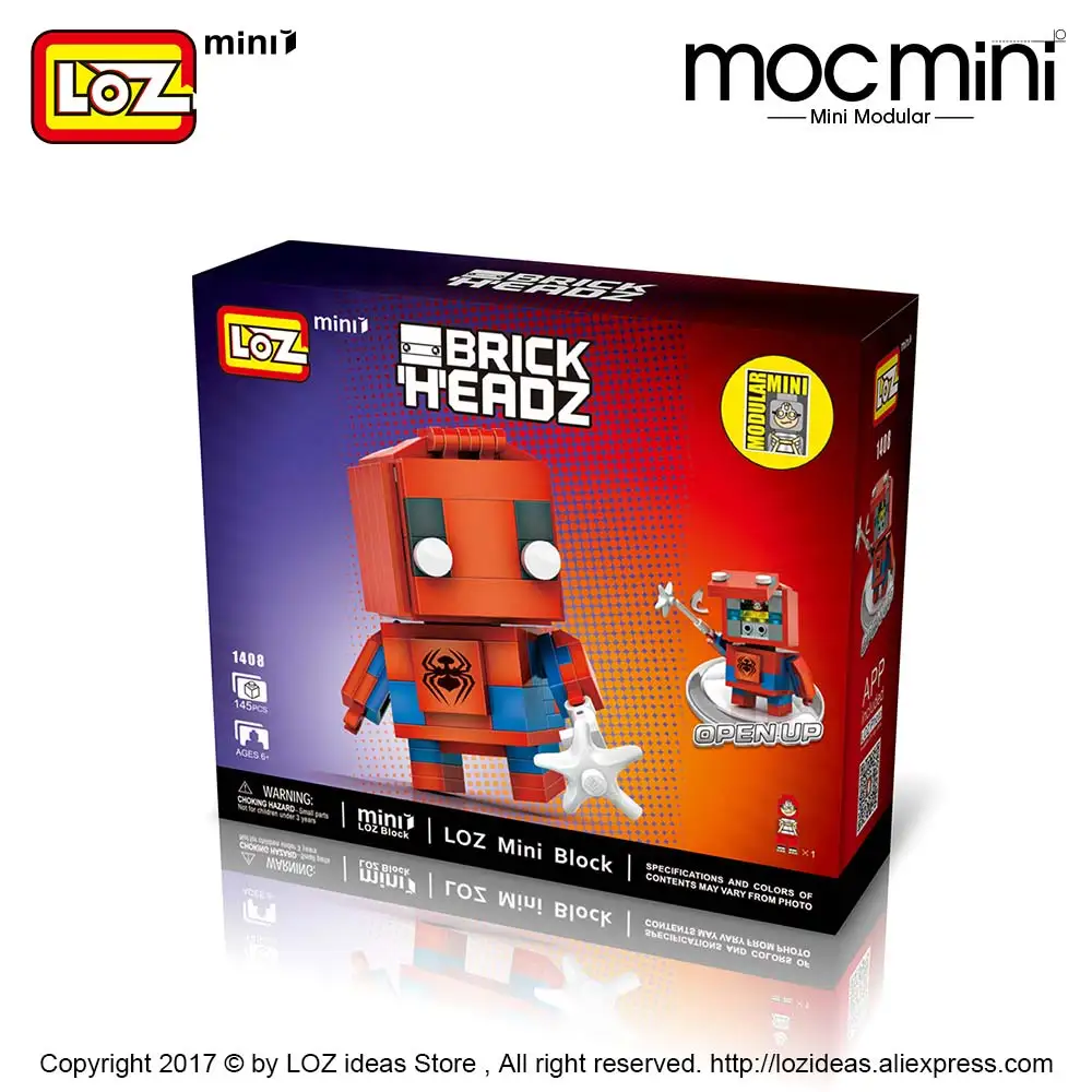 LOZ Mini Blocks Big Heads Figure Action Building Blocks Super Heroes Toys for Children Superheroes Brick Heroes DIY 1401-1408