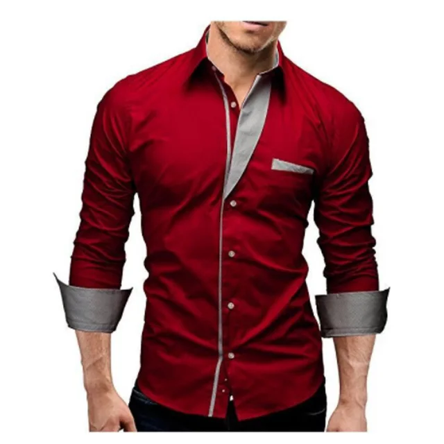 2018 Dress Shirts Mens Brand Casual Shirt Cotton Slim Fit Chemise Long