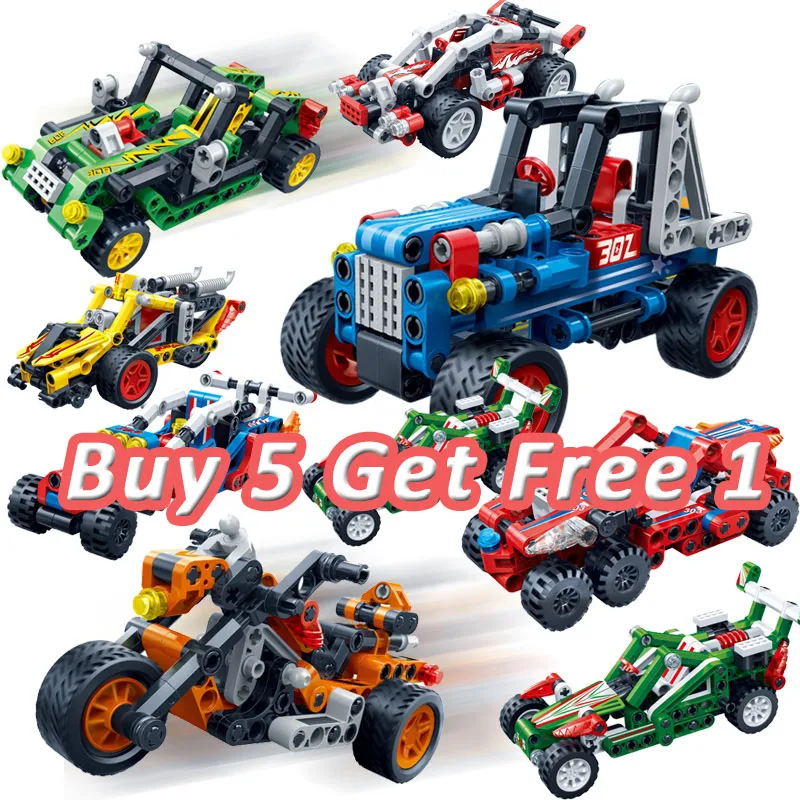 Pull-back Vehicle Banbao Technic Car Racer MOC Truck DIY Building Blocks Kids Toys for Children Bricks Supercar Gift LegoINGlys
