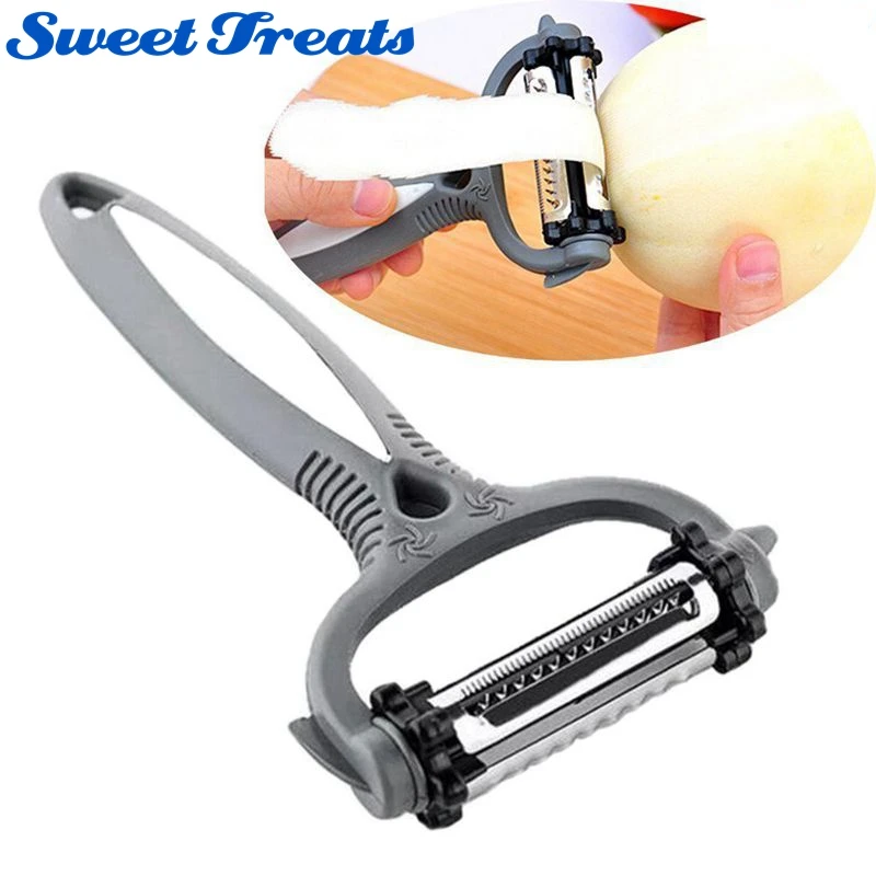 

Multifunctional 360 Degree Stainless Steel Julienne and Serrated Peeler Rotary Carrot Potato Melon Gadget Vegetable Fruit Slicer