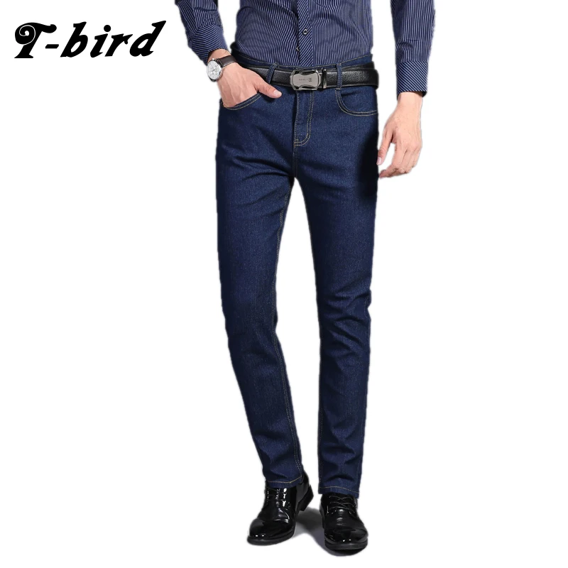 T-bird 2018 Новый Для мужчин модные джинсы джоггеры Повседневное эластичность мужские джинсы осень Бизнес длинные джинсы Брендовые однотонные