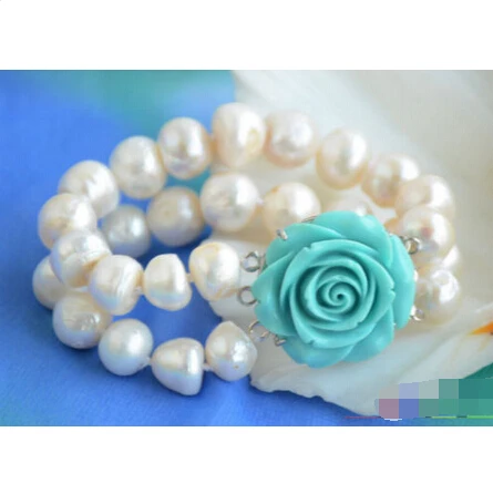 

P4839 2row 8" 15mm white baroque freshwater cultured pearl bracelet @^Noble style Natural Fine jewe SHIPPING new >>free shipping