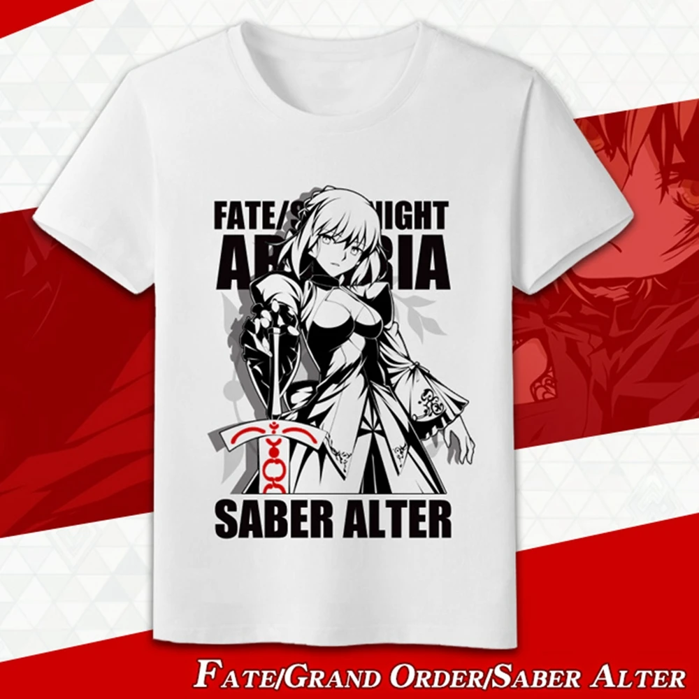

AnimeJK Fate Stay Night Saber Alter Cosplay Shirt T-Shirt Fate Grand Order FGO Arturia Tops Tee Women Men t shirt tshirt Cartoon