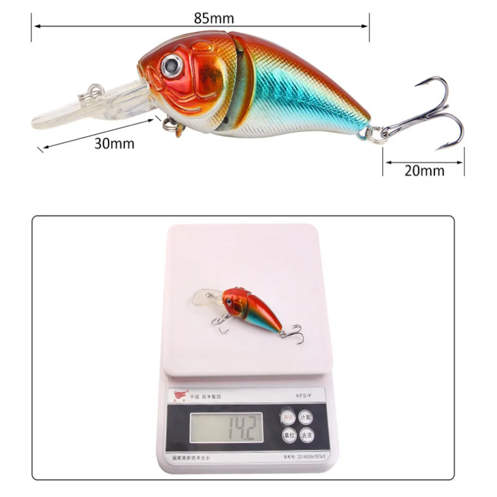 FISHINAPOT 배스 파이크 낚시 루어용 크랭크베이트, 수영 크랭크 하드 미끼, 낚시 워블러 태클, 페스카 3D 눈, 14.2g, 8.5cm, 1PC