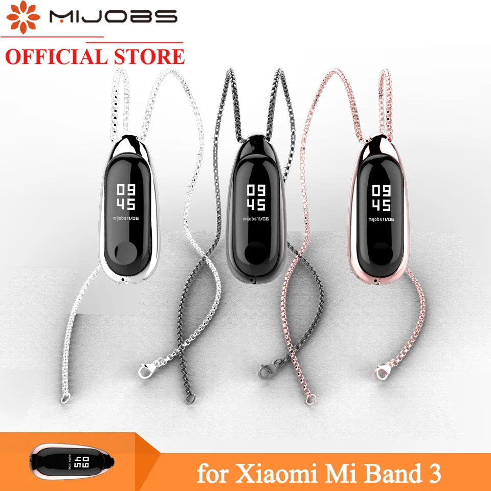 

Mijobs for Xiaomi Band 3 / Mi Band 3 NFC Version Metal Case Necklace Decoration Mi Band 3 Pendant Protective Cover Accessories