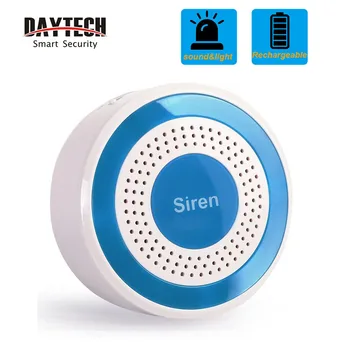 DAYTECH 433Mhz Wireless Siren Alarm Alert Sensor WiFi GSM Security Alarm System Strobe Siren 100dB Sound Flashing light(JH006) smartyiba wifi gsm 2g home security alarm system wireless wired zone motion sensor with wireless strobe siren