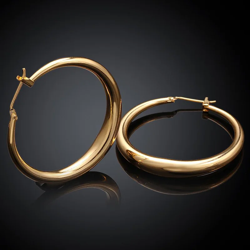 

Trendy Punk Style Earrings For Women Rose Gold Plating Big Round Hoop Earring Ear Rings Fashion Hyperbole Jewelry Gift