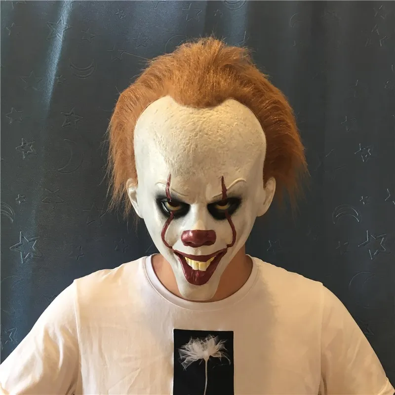 

Latex Stephen King's It Pennywise Mask Scary Creepy Cosplay Clown Mask Halloween Full Face Masquerade Costume Helmet Party Prop