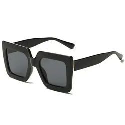 Негабаритные Квадратные Солнцезащитные очки Для женщин дизайнерский бренд большие одним объективом мужские черные солнцезащитные очки