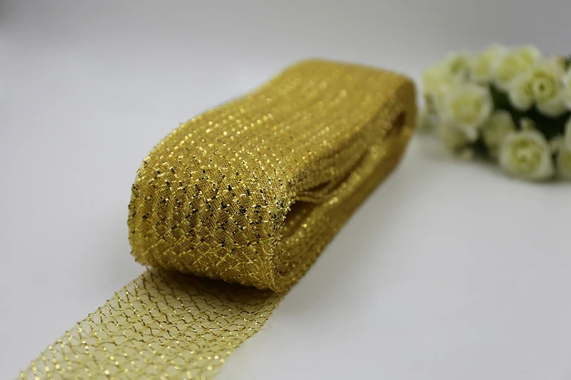 

2.8" 7cm Metallic Horsehair Crin Braids With Silver Garment Crinoline Mesh Fabric 100yard/lot