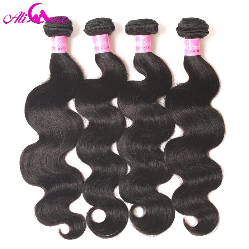 Ali coco перуанские Волнистые накладные волосы для ушей кружевные с пучками 4 шт./лот