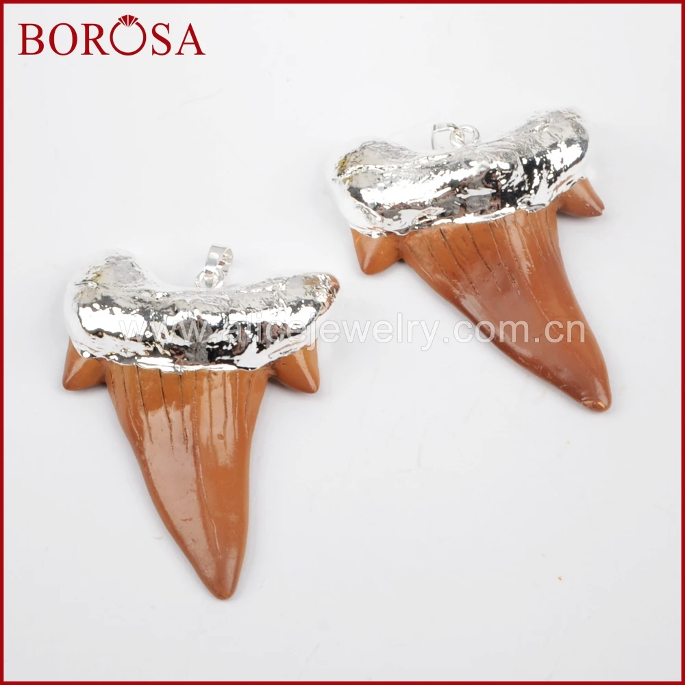 BOROSA 1 шт золотой/черный/серебряный цвет коричневая Смола Акула подвеска зуб Бусы