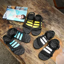 Leader Show/мужские сандалии; летняя пляжная обувь; Новинка; дышащие мужские шлепанцы; сетчатая обувь без шнуровки; пляжные вьетнамки; повседневная обувь