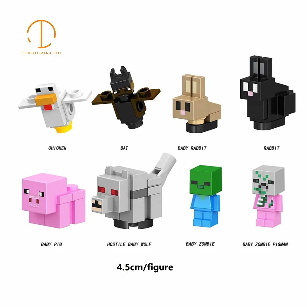 

Minecrafted legoed Zombies Animal 8-type 4.5cm figure Compatible with legoing sets Building Blocks Duplo Chlidren toys for kids