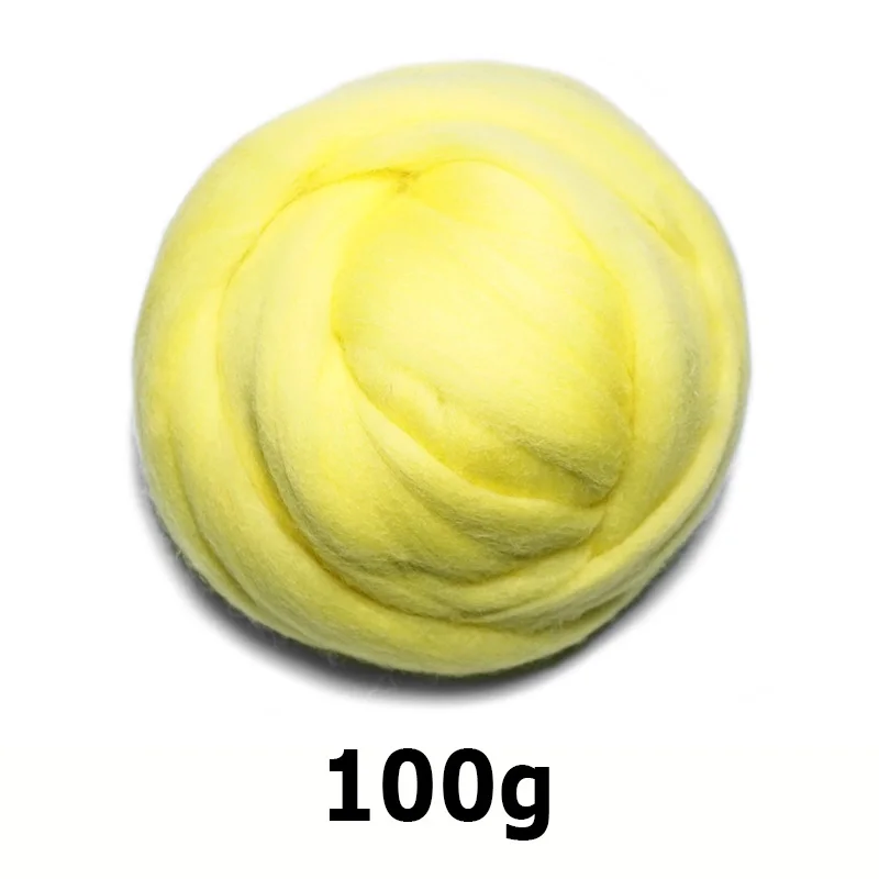 Шерстяной войлок ручной работы для валяния 50 г светло-желтый идеальный в игольном войлоке 10 - Цвет: 100g