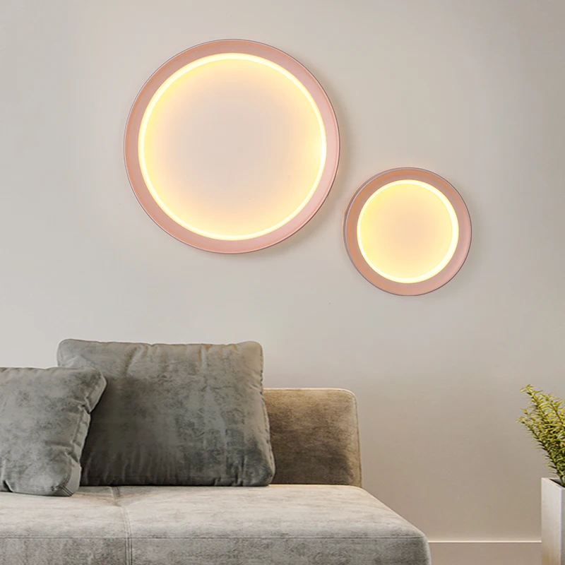 

Bedside lamp modern minimalist creative personality led wall lamp living room aisle background wall lamp round bedroom lamps