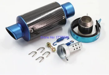 

PHULEOVEO 51mm Inlet Universal Carbon Fiber Motorcycle Motorbike Scooter Exhaust Pipe Muffler Escape with DB Killer Silencer