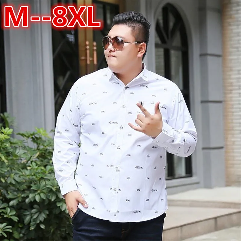 

10XL 8XL 6XL 5XL 4X 2018 New Designer loose Mens Casual Shirt Fashion Long Sleeve Classic Social Shirt Male Shirts Chemise Homme