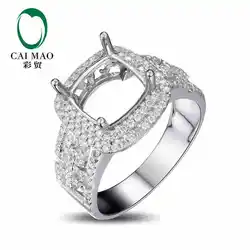 Caimao Подушки Cut кольцо Маунт Semi Настройки и 0.53ct АЛМАЗ 18 К Белое золото Gemstone Обручение кольцо Ювелирные украшения