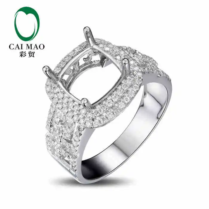 CaiMao Подушка Semi Mount кольцо настройки и 0.53ct АЛМАЗ 18 k Белое Золото Обручальное кольцо с драгоценными камнями ювелирные изделия CaiMao Подушка Semi Mount кольцо настройки и 0.53ct АЛМАЗ 18 k Белое Золото Обручальное кольцо с драгоценными камнями ювелирные изделия