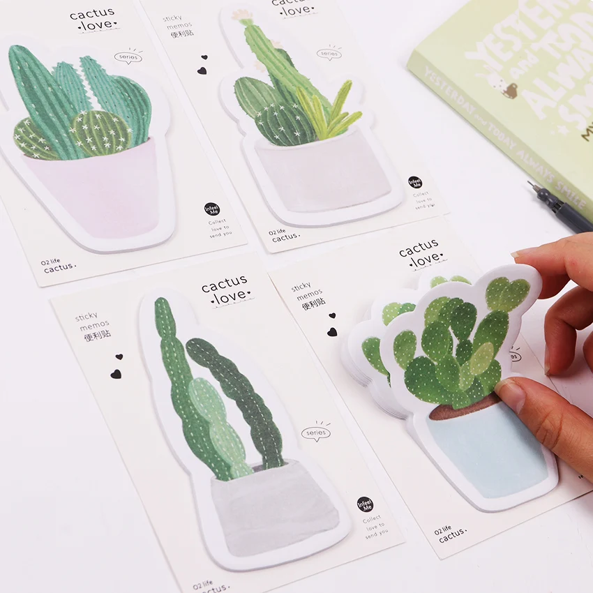 

1PC*30Pages Cute Cactus Memo Pads Sticky Notes Kawaii Stationery Papeleria School Supplies Material Escolar