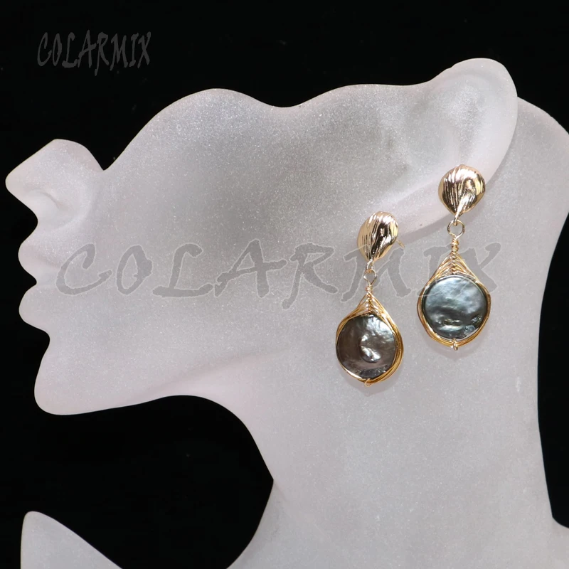 

6 Pairs Natural round pearls earrings Fashion pearls earrings free form pearls earrings handmade jewelry gift for lady 9204