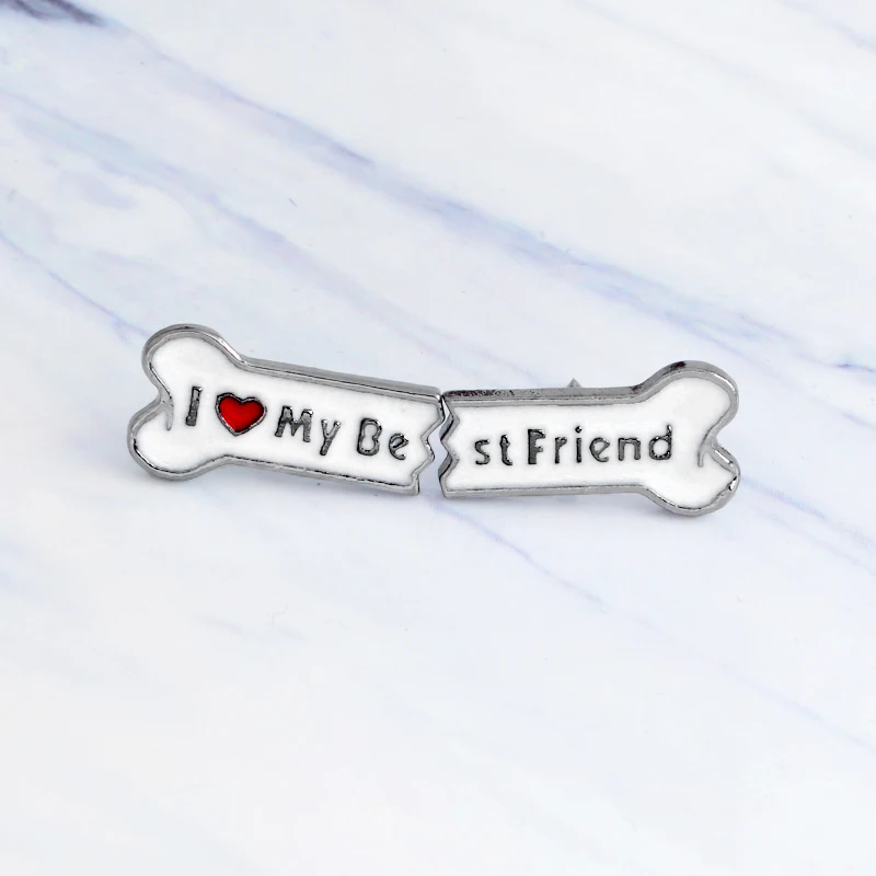 2 шт./компл. эмалированная брошь с надписью I Love My Best Friend булавка для собаки значок
