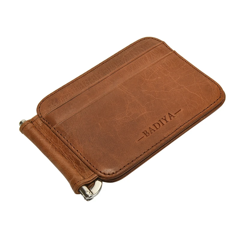 

Men Real Leather Wallet Vintage Money Clip Bifold Black Genuine Soft Leather Slim Wallets Men's Purse Male Practical Purses
