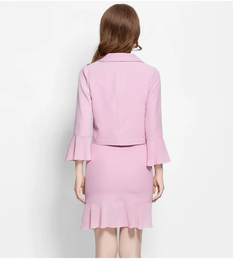 Women Elegant Cute Spring Skirt Suit Wear To Work Office Business career OL Jacket blazer & Skirts Suit 2 Piece Sets 009