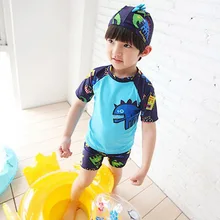 От 2 до 13 лет детский купальный костюм Корейская версия Сплит мальчиков для мальчиков и девочек купальный костюм динозавра плавание брюки