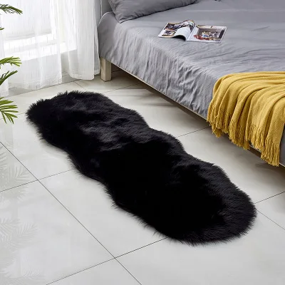 Современные одноцветные коврики овальные плюшевые коврики Ковры из искусственного меха серый мягкий ковер для спальни гостиной коврики для ванной комнаты ковер 60x180 см alfombras - Цвет: Black