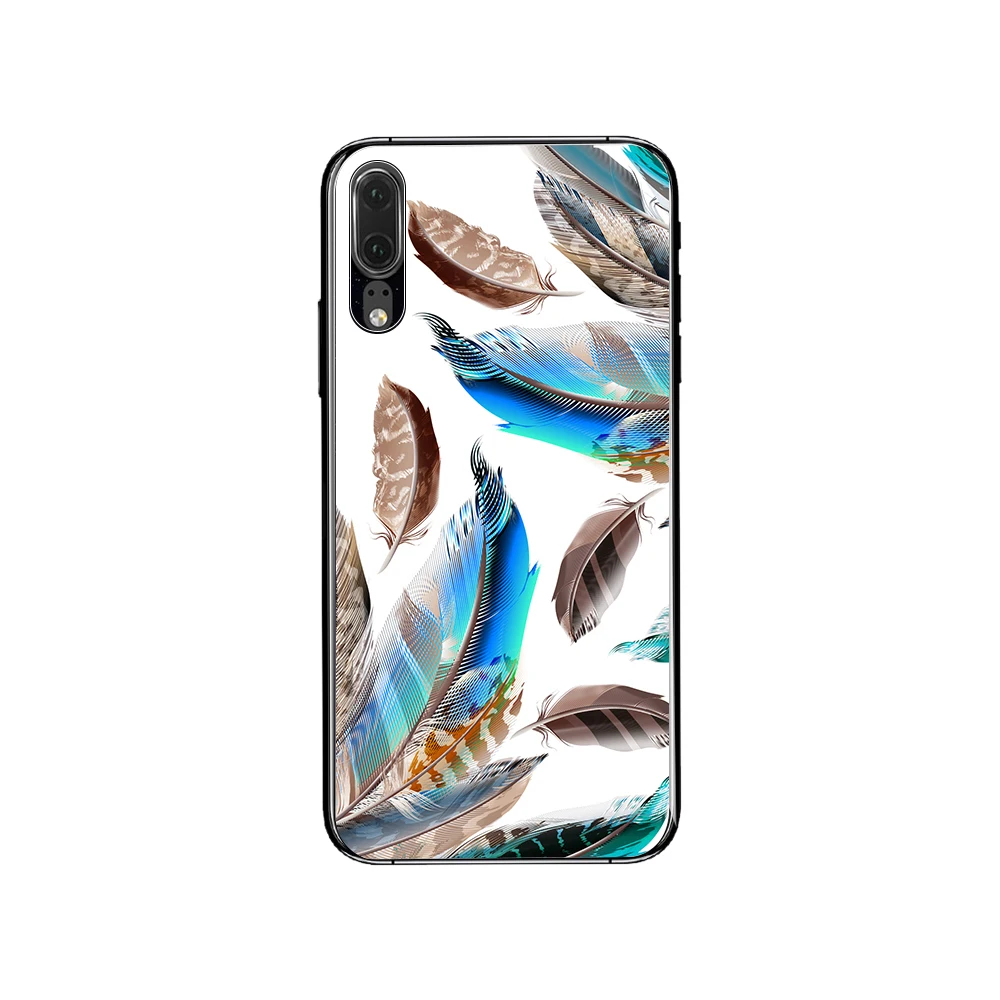 

ELETEIL Exotic Matte Feather Ornament Phone Case For Huawei P20 Abstract Dream Catcher Oil Painting Pattern Back Cover Cases E25