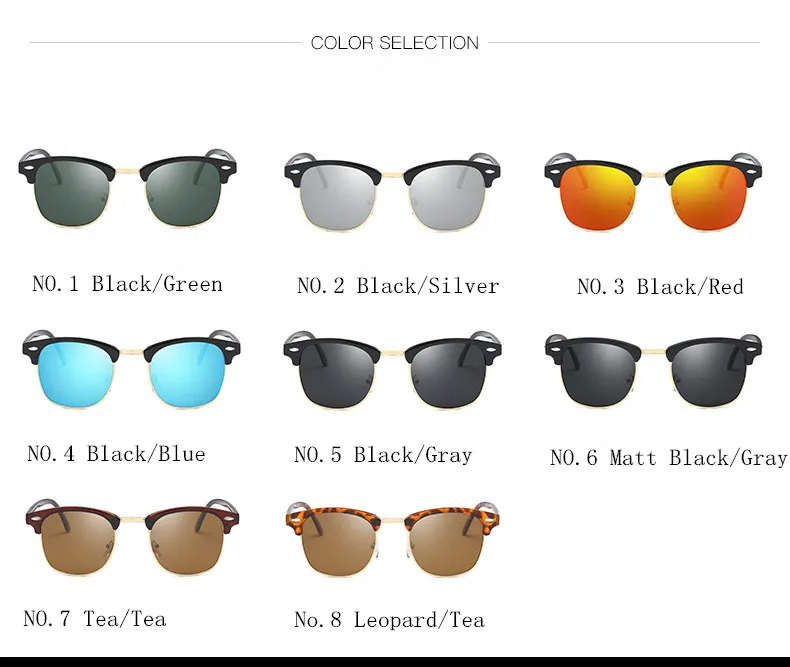 Классический половина Металлические поляризованные солнцезащитные очки Для мужчин Для женщин Брендовая Дизайнерская обувь очки зеркало солнцезащитные очки Мода Óculos gafas-де-сол UV400