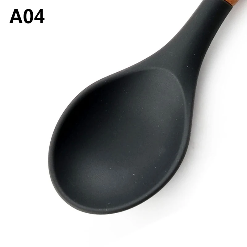 Upspirit 1 шт. силиконовая лопаточка ложка-сито ложка для спагетти лопатка, кулинария набор посуды с деревянной ручкой Кухня гаджеты - Цвет: A04