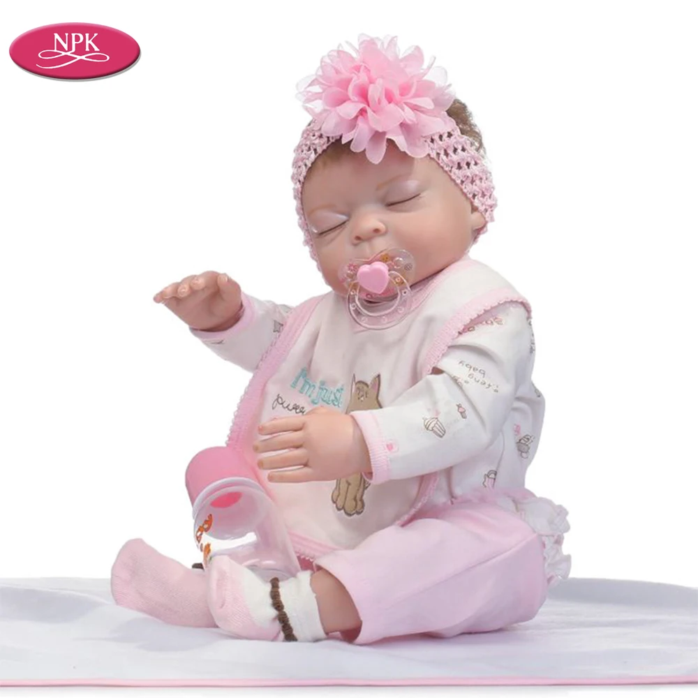 

NPK 50CM Soft Silicone Reborn Baby Doll Girl FUll VInyl Children Playmate Bath Toys Lifelike Pink Princess Boneca Reborn Menina