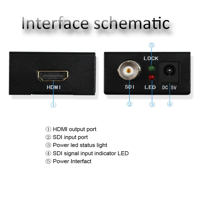  SDI a HDMI Audio Video Converter Box HD 3G SDI BNC all'adattatore di HDMI con adattatore di Aliment
