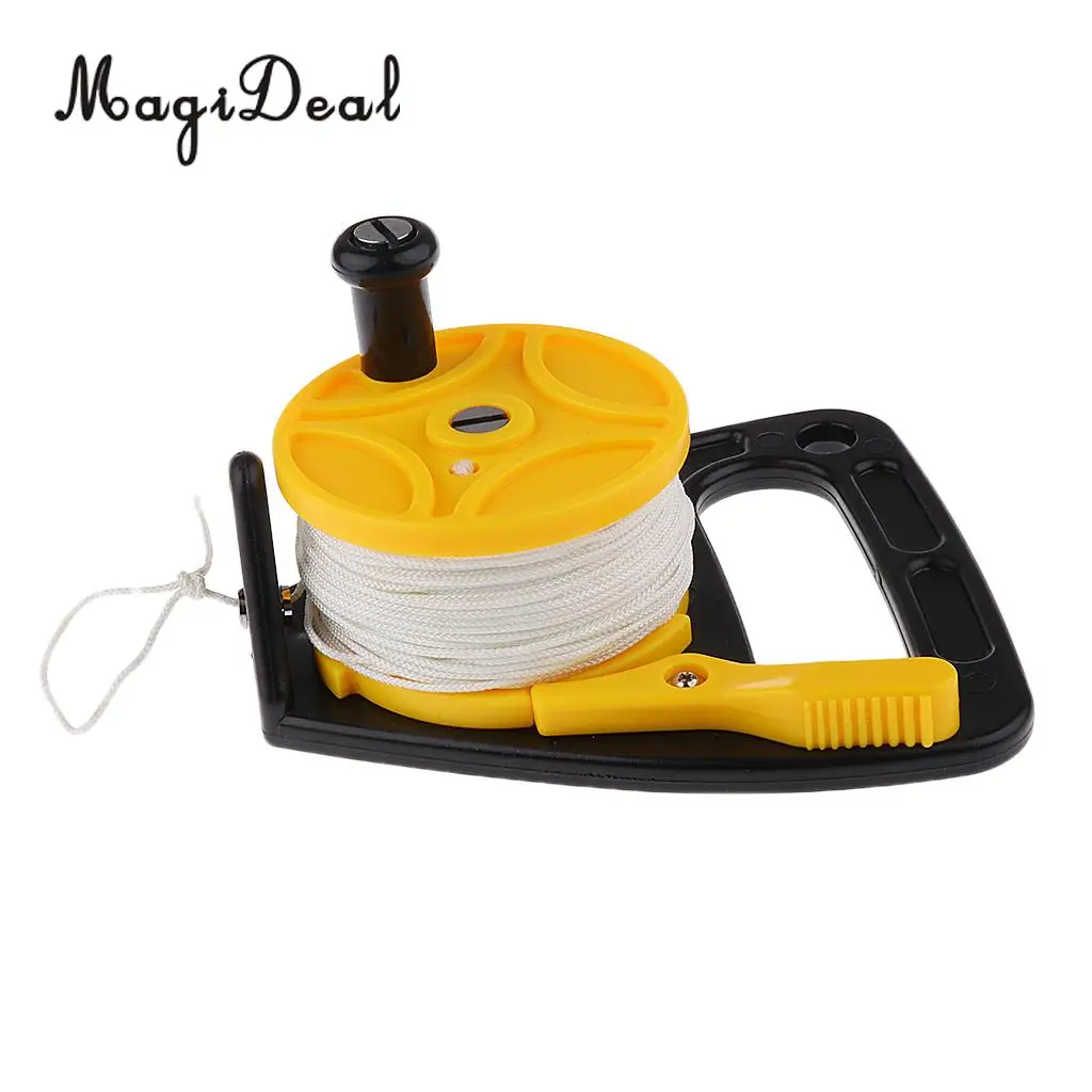MagiDeal 150ft Scuba Dive Reel Cave/Wreck Diving Snorkeling Multi Purpose with Plastic Handle - White Line