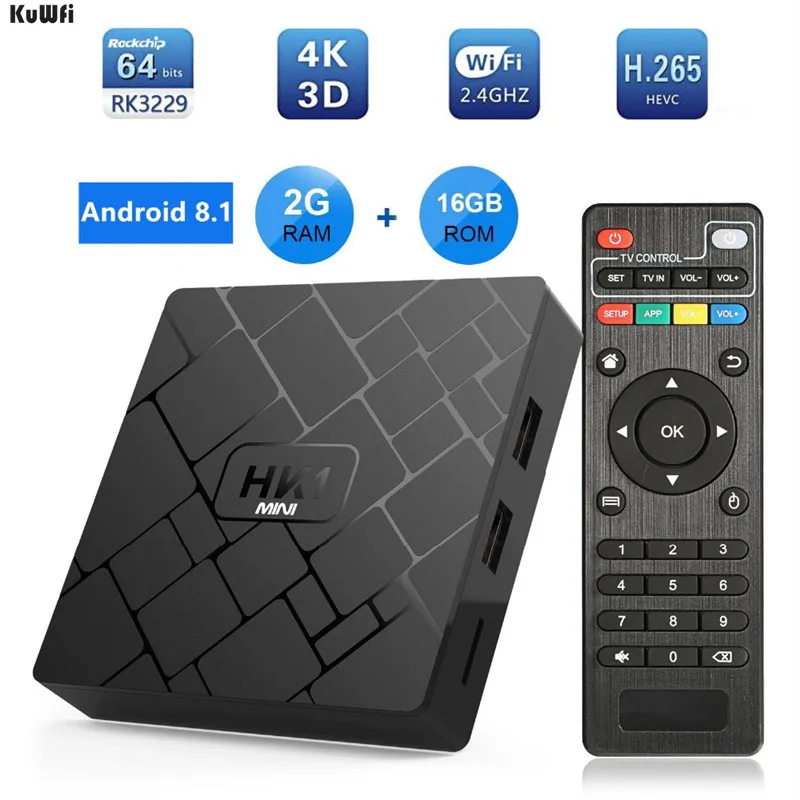 

KuWFi Set Top Box Android 8.1 Smart TV BOX RK3229 2G DDR3 16G EMMC ROM Set Top Box 4K 3D Wifi Media Player Portable TV Receiver