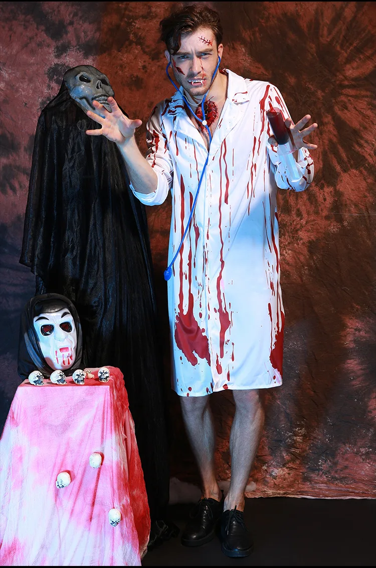 Carnaval кигуруми Хэллоуин Косплей Костюм вечерние театральное платье для паба кровавый страшный доктор страшный костюм для взрослых