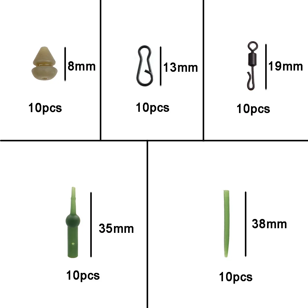 50Pcs/Set Carp Fishing Tackle Kit With Tapered Tail Helicopter Chod Rig Buffer Anti Tangle Sleeves Swivels Lead Clips Slide Rigs 50Pcs/Set Carp Fishing Tackle Kit With Tapered Tail Helicopter Chod Rig Buffer Anti Tangle Sleeves Swivels Lead Clips Slide Rigs