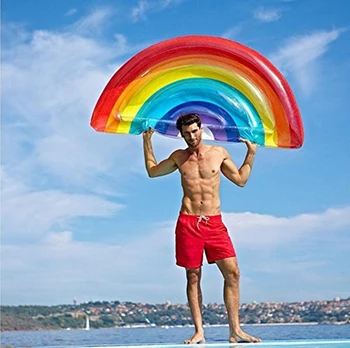 

Summer Water Air Mattresses 180*90*23cm Rainbow Proud Swimming Ring Floating Row Inflatable Swimming Floating Float Toy