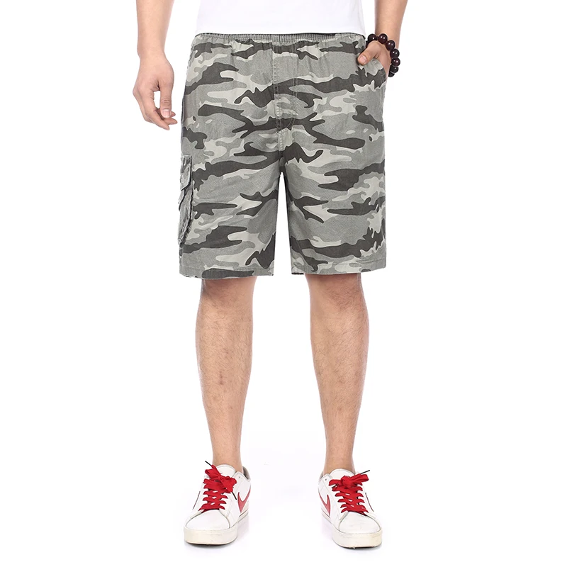 

Mans Casual Basic Cargo Short Camouflage Shorts For Men Side Baggy Pocket Design High Elastic Waist Breeches Male Summer Bottoms