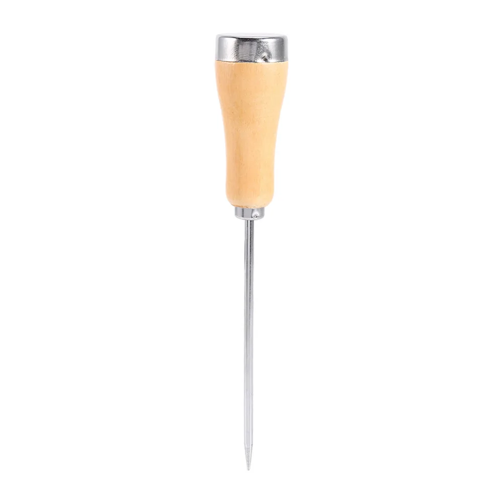 

Vintage Stainless Steel Ice Pick Punch Kitchen Tool Wooden Handle Metal Cover