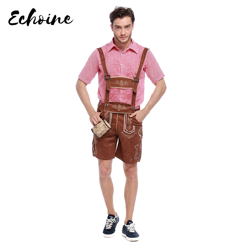 

Echoine Adult Male Traditional Oktoberfest Costume Lederhosen Bavarian Octoberfest German Beer Men's Halloween Costume