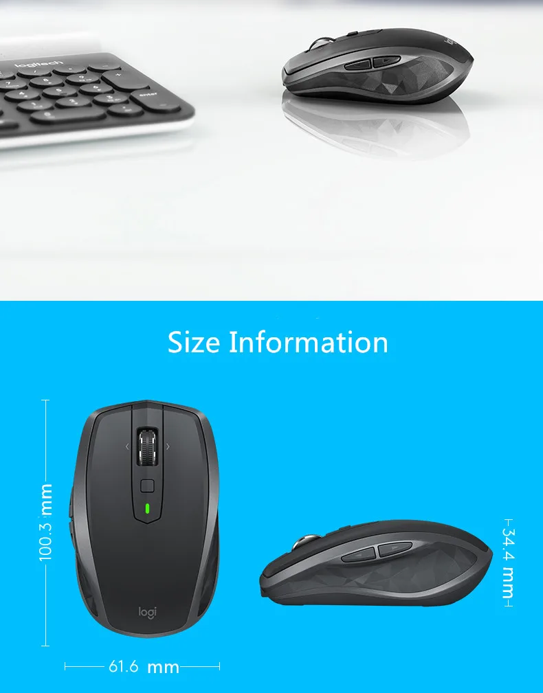 Отремонтированное от производителя: Беспроводная мышь logitech MX Anywhere 2S 4000 dpi, перезаряжаемая Bluetooth игровая мышь с приемником