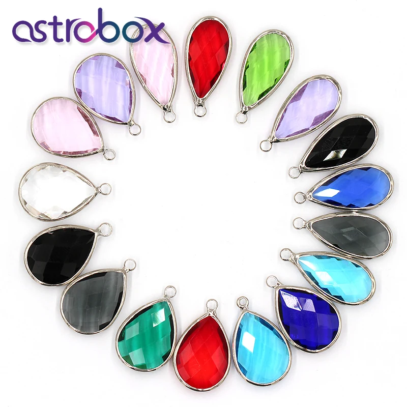 

Colorful Glass Crystal Silver Various Colors Water Drop Tear Drop Rhinestone Beads Wedding Jewelry DIY Friends Best Gifts