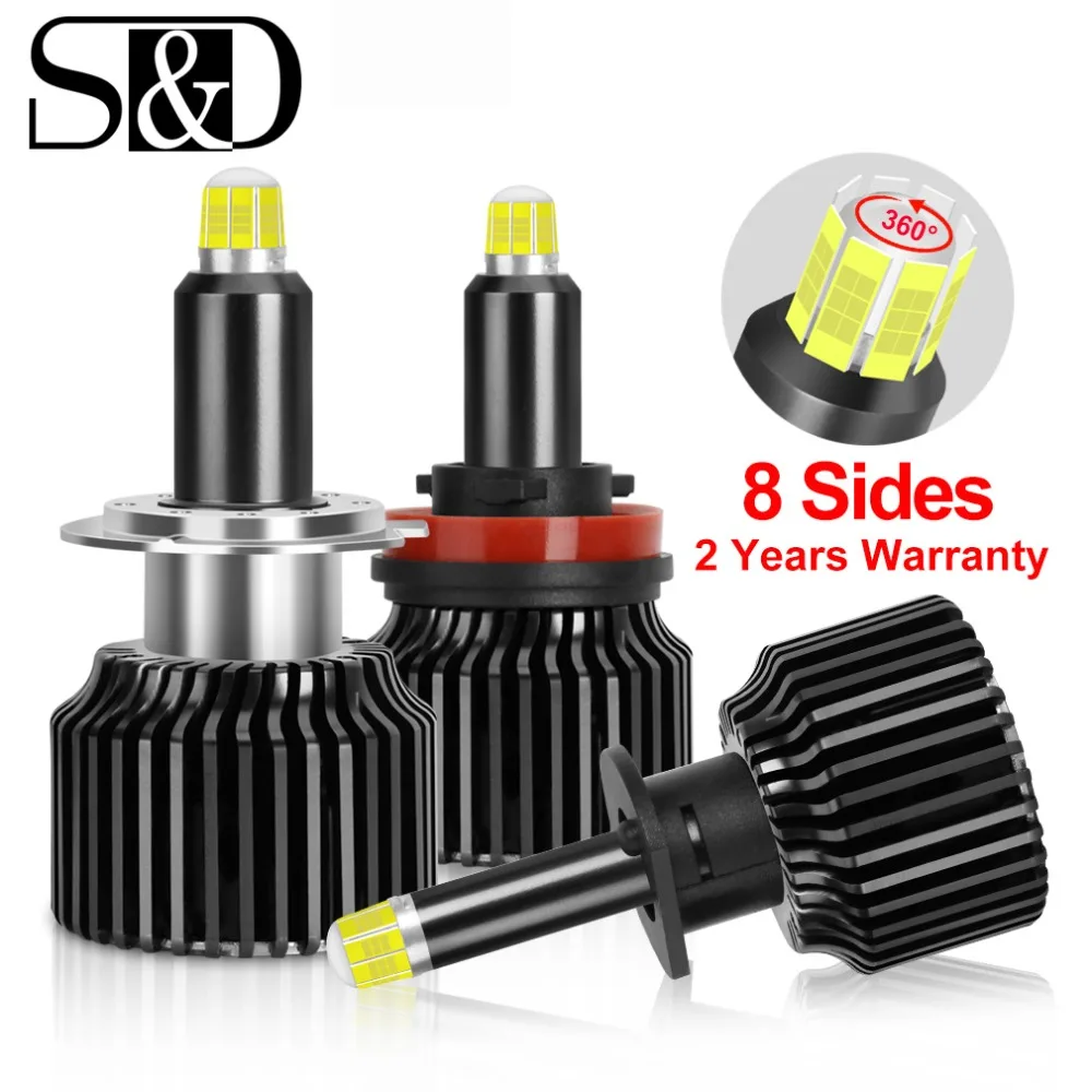 

H1 H7 LED H11 H8 HB3 9005 HB4 9006 3D 16-sides 48SMD Led CSP Headlights 50W 18000LM Car Light Bulbs 360 degree 6000K Auto Lamp